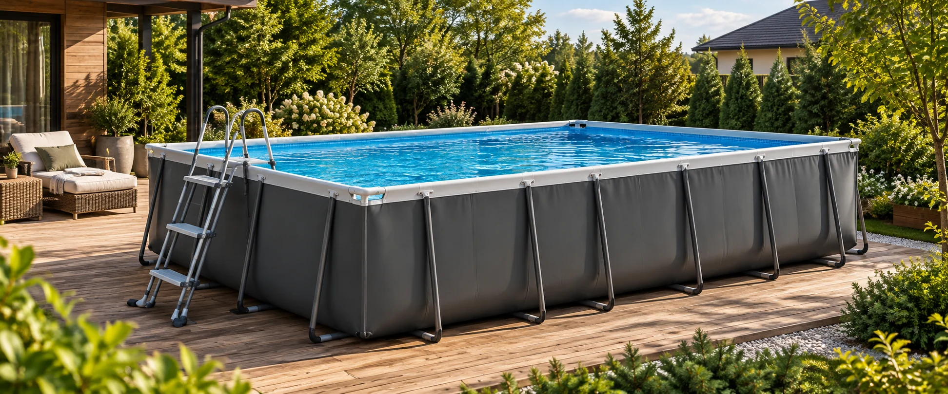 Каркасный бассейн Intex на террасе